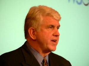 Close up of Bob Metcalfe speaking