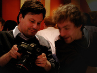 Photo of workshop participants looking at their photos