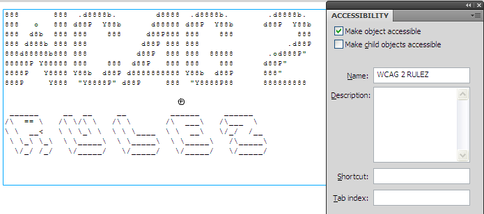 Adding text alternative for ASCII art using the Accessibility panel