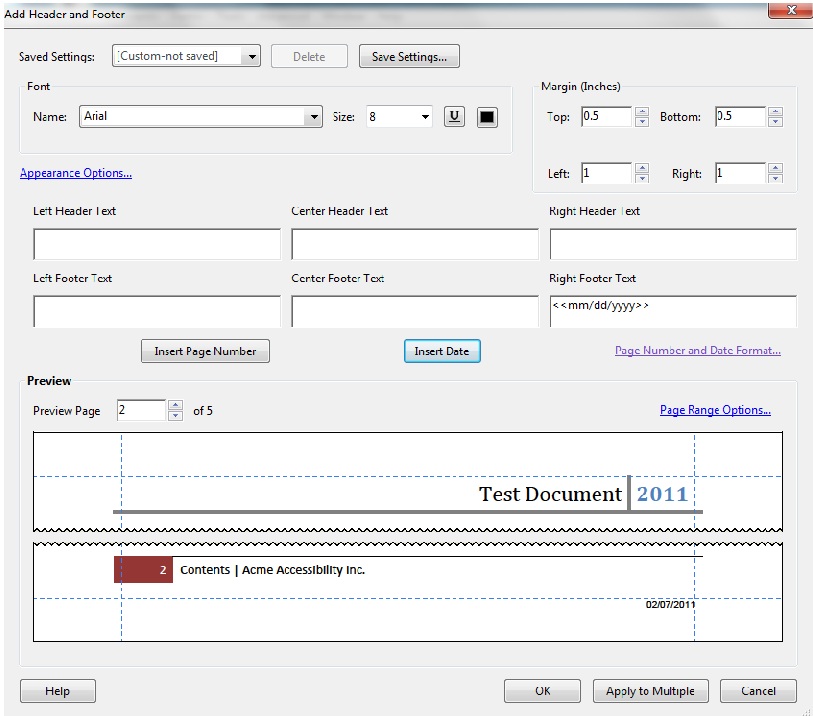 Add Header and Footer tool in Adobe Acrobat Pro